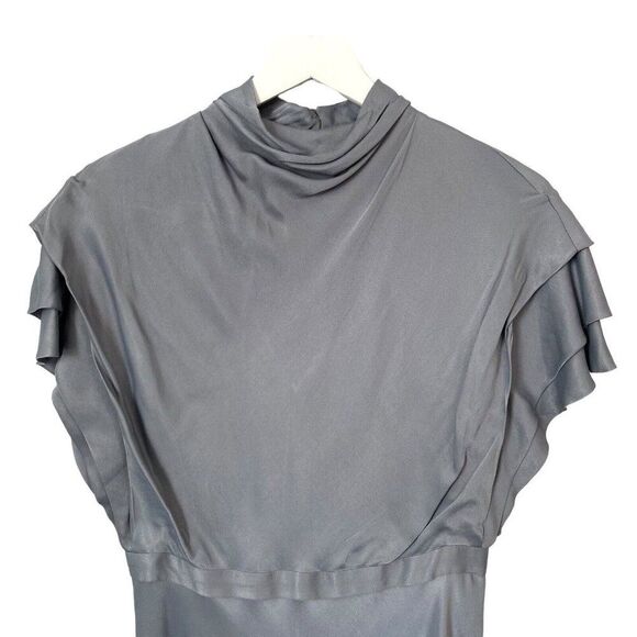 NEW Anthropologie "Madeleine Midi Dress Wedgewood High Neck Layered Sleeves sz 4 - Picture 3 of 13